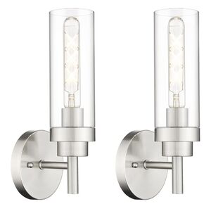 NIB. Elegant Modern Wall Sconce Lights Brushed Nickel Set Of 2